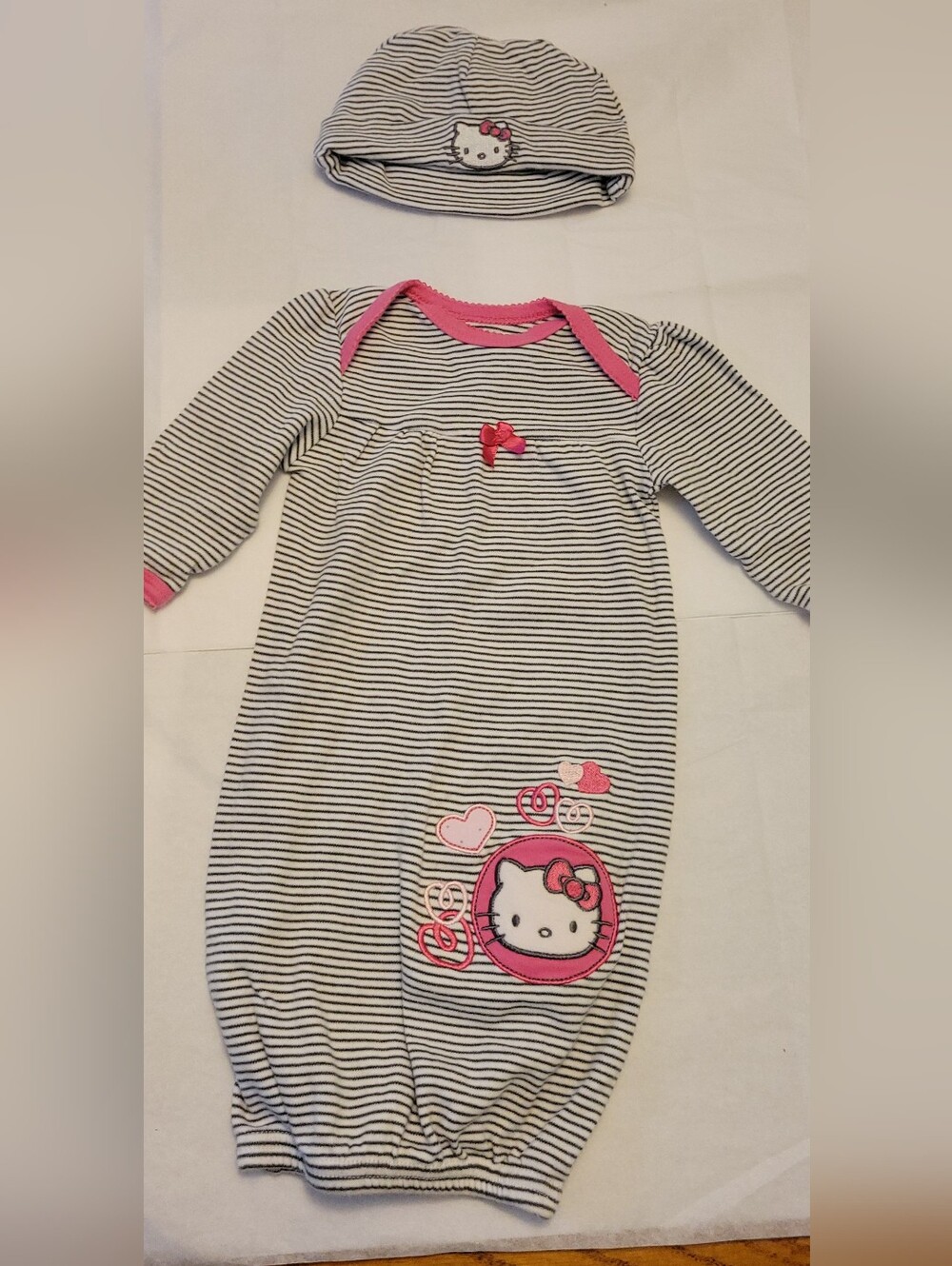 Hello Kitty Black & White Striped Sleep Sack with Pink Accents
